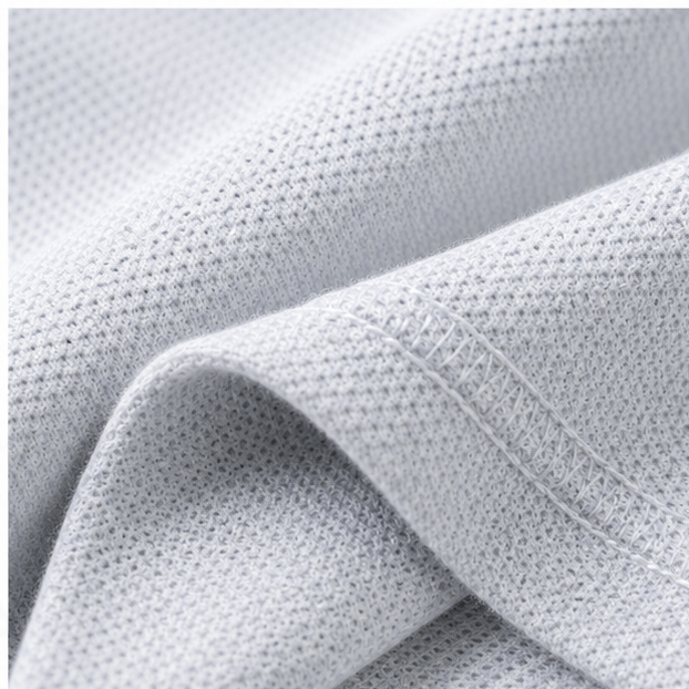 Quick-dry pique knit fabric detail for custom corporate polo shirts