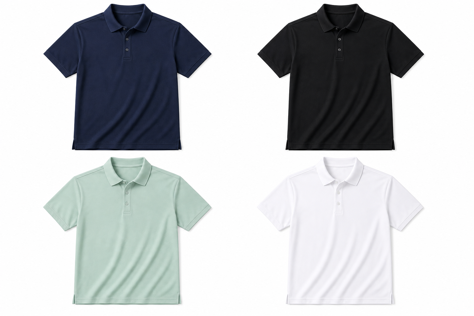Navy black mint green and white soft cotton business polo color options