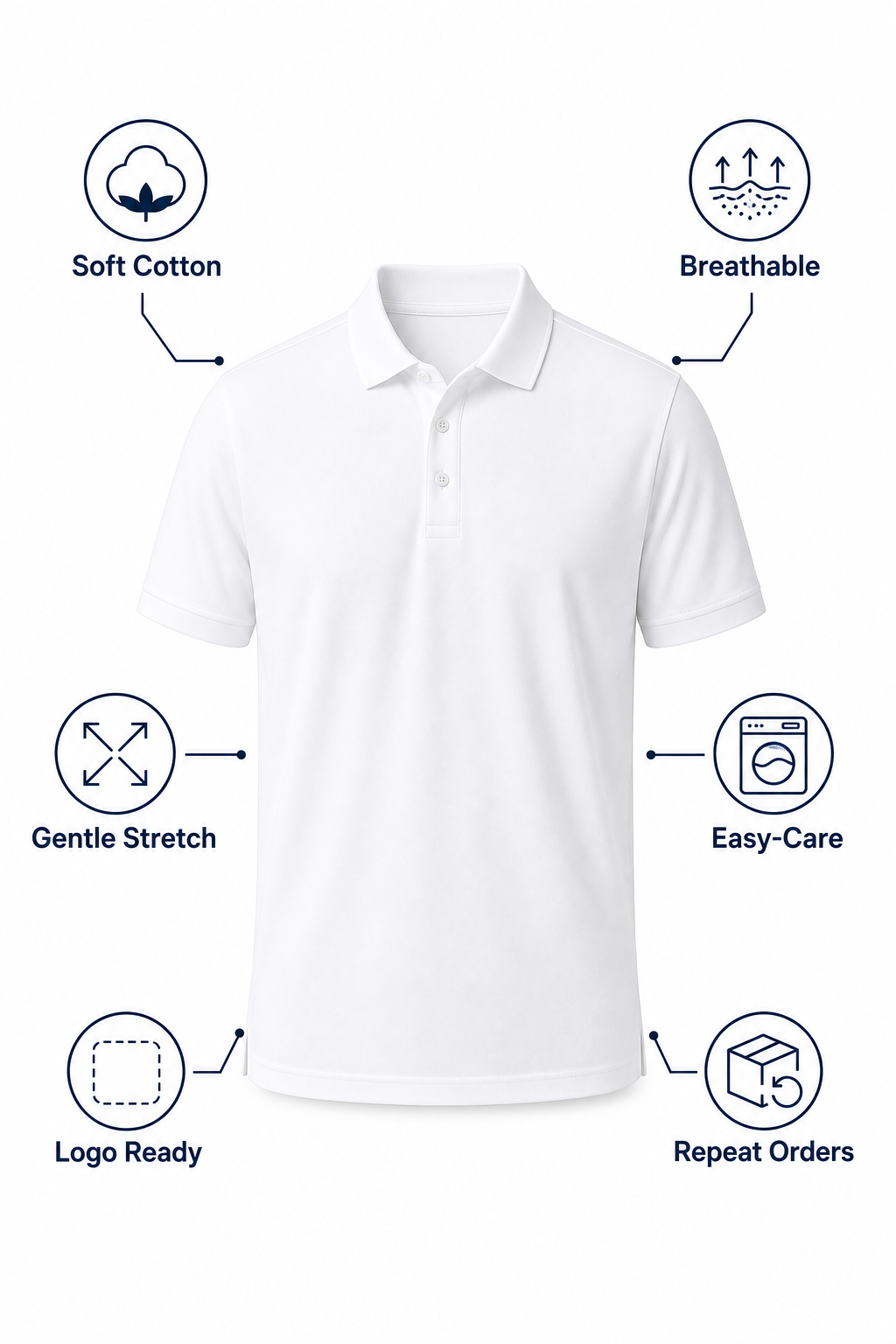 soft cotton breathable lightweight quick-dry logo-ready and repeat-order feature graphic