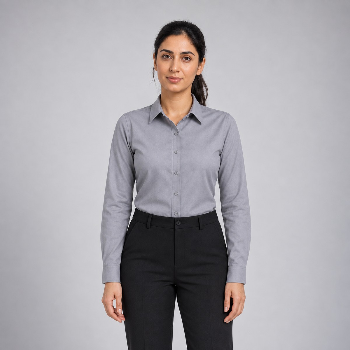 Custom Gray Corporate Uniform Dress Shirts - NWAN studio